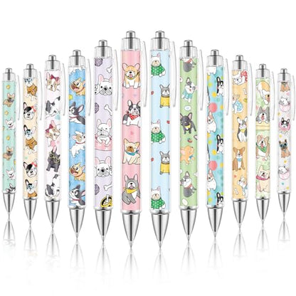 Dispowreath 12 Pcs French Bulldog Ballpoint Pens Gifts Retractable 1.0mm - style: French Bulldog