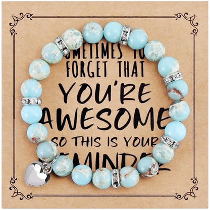 VIBILIA Cross Beaded Bracelets for Women, Birthday Gifts - color: A 2. Heart - Agalmatolite