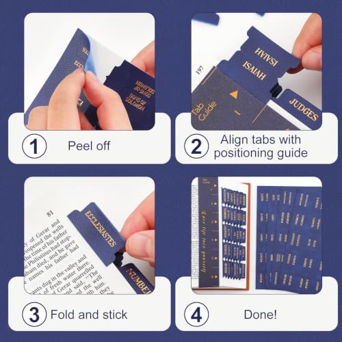 Leather Bible Tabs, Bible Tabs for Women and Men(Gold Foil Lettering) Large Print Stickers, Easy to Read and Apply, 66 Chapters & 14 Blank Labels for Easy Navigation, Bible Study Supplies(Blue) - style: Leather Blue