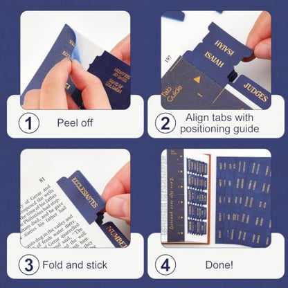 Leather Bible Tabs, Bible Tabs for Women and Men(Gold Foil Lettering) Large Print Stickers, Easy to Read and Apply, 66 Chapters & 14 Blank Labels for Easy Navigation, Bible Study Supplies(Blue) - style: Leather Blue
