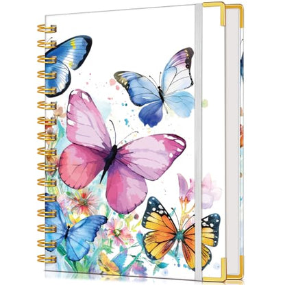 Lined Spiral Notebook Journal for Women, 150 Pages Cute Notebooks 5.75” x 8.38”, A5 Hardcover Spiral Journals with 100 GSM Thick Paper, College Ruled Notebook for Writing Work School, Butterflies in the Blooms - color: Butterflies in the Blooms