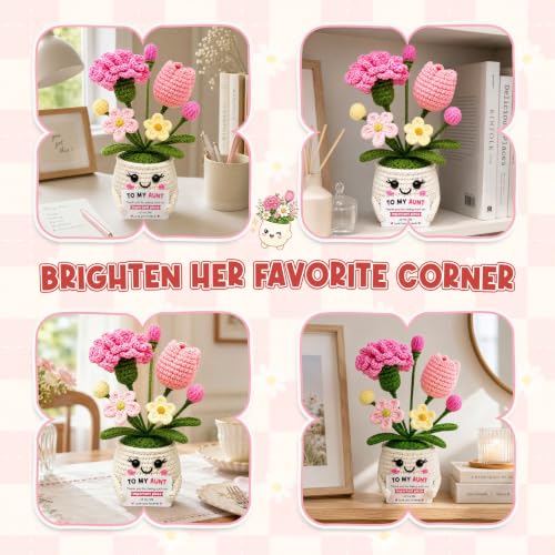 Crochet Flower Birthday Gifts for Aunt, Christmas Auntie Gifts from Niece - color: Aunt