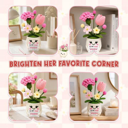 Crochet Flower Birthday Gifts for Aunt, Christmas Auntie Gifts from Niece - color: Aunt