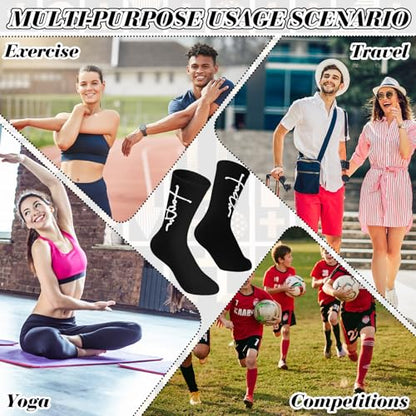 Cutecrop 6 Pairs Christian Faith Socks for Youth Religious Crew Socks - color: Black