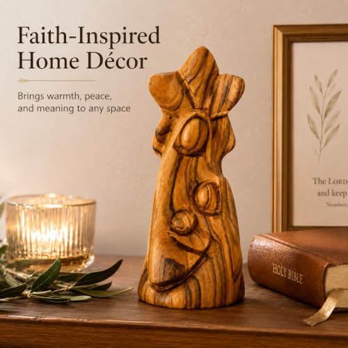 Zuluf Mini Olive Wood Holy Family Jesus Figurine Nativity Statue 4.1in