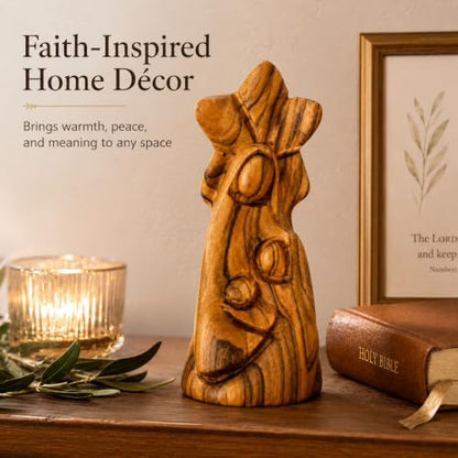 Zuluf Mini Olive Wood Holy Family Jesus Figurine Nativity Statue 4.1in