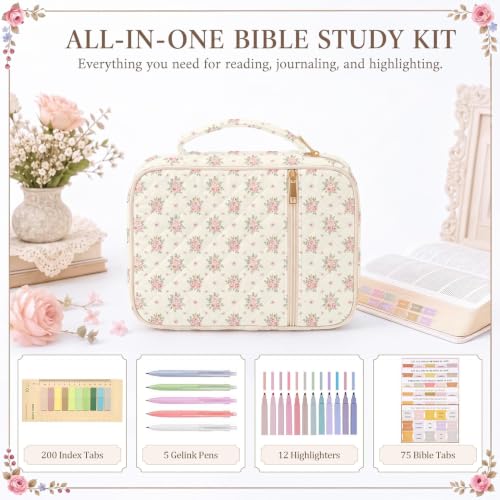 Britimes Bible Cover Case for Women, Bible Cover with Accessories, Pink - color: Pink Rose