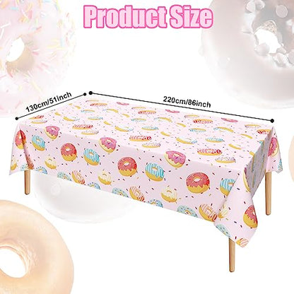 3Pcs Donut Tablecloth, Disposable Donut Party Decorations - color: Donut
