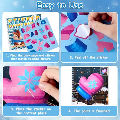 6Pcs Hello Winter Paint by Sticker Books for Kids Ages 4-8 Sticker by Number Books Activity Book for Kids Ages 3-5 Sticker Puzzle Book Xmas Craft Art Toddler Girl Gift with Snowman Penguin 48 Pictures - style: Hello Winter