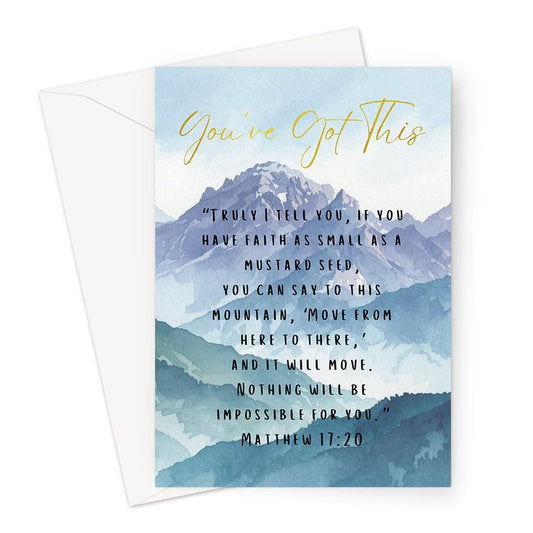 ARK & BAY You've Got this Christian Greeting Card with Bible Verse Matthew 17:20 | Words of Encouragement, Strength and Inspiration for Exams, Graduation, New Job | Faith Mustard Seed Prayer