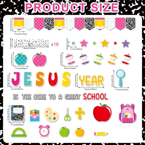 Back To School Religious Classroom Bulletin Board Christian Composition Theme Classroom Decor Jesus is The Core to a Great School Year Bulletin Board for Sunday Schools Teacher Nursery Door Wall Decor