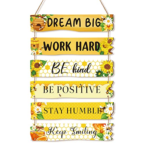 Blulu 6 Pcs Positive Quotes Wall Hanging Plaque Sign, Floral Style - style: Floral Style