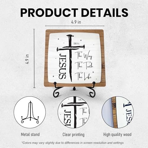 Jesus The Way The Truth Wooden Plaque, Christian Table Decor Sign - color: Jesus