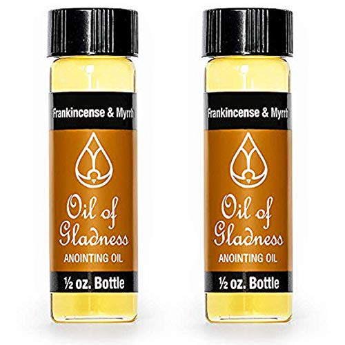 Oil of Gladness Frankincense and Myrrh Anointing Oil - Oil for Daily Prayer, Ceremonies, and Blessings (1/2 oz per Bottle - Pack of 2) - size: 0.5 Fl Oz (Pack of 2)