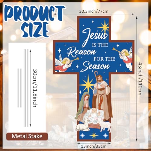 Menkxi 4.6ft Jesus Is the Reason for the Season Yard Sign with Metal Stake