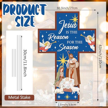 Menkxi 4.6ft Jesus Is the Reason for the Season Yard Sign with Metal Stake