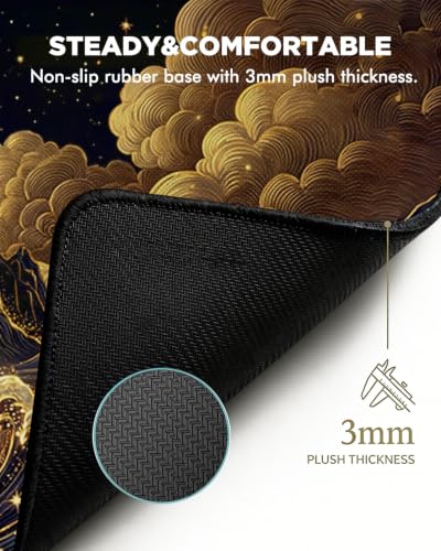 Mouse Pad, Desk Mat, 31.5x11.8in Large Mousepad, Golden Waves - color: Golden Waves