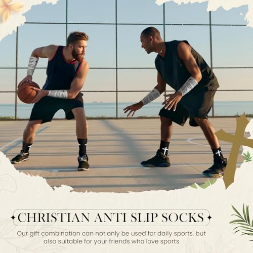 TrelaCo 2 Sets Cross Grip Socks with 2 Pcs Christian Athletic Tape Jesus Soccer Grip Socks Cotton Sports Athletic Tape Serrated Edges for Easter Gifts Football Baseball(Black White,Philippians 4:13) - color: Philippians 4:13