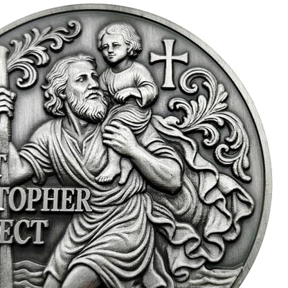 Guardian Angel Car Visor Clip, Religious Saint Christopher Car Visor Clip – “Saint Christopher Protect Us” Travel Medal, Christian Car Accessory & Safety Gift for Drivers, Truckers, and Loved One