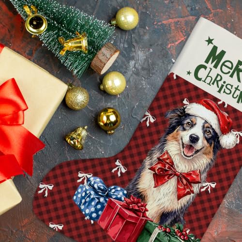 Australian Shepherd Red Buffalo Plaid Christmas Stockings 16 Inch - color: Christmas10