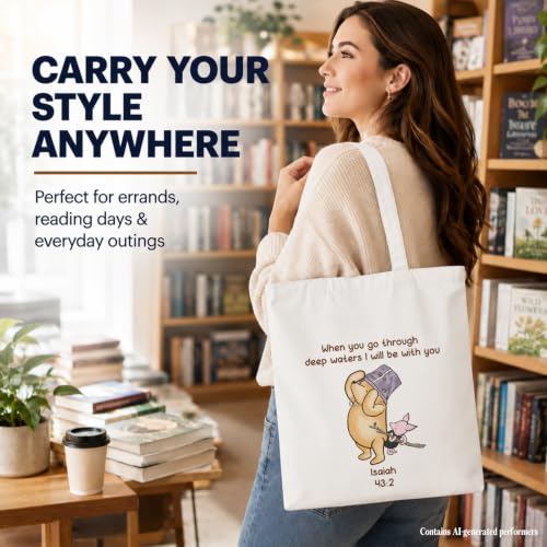 Cute Pooh Bear Aesthetic Reusable Tote Bag, Funny Gifts for Women Friends - color: Isaiah
