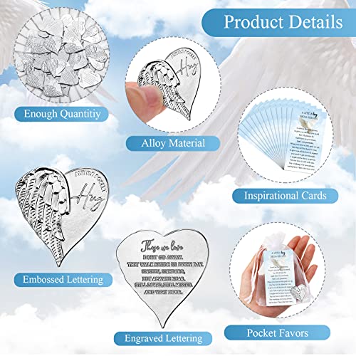 Fumete 100 Sets Heart Pocket Hug Token Angel Coins Prayer Cards, English - style: English