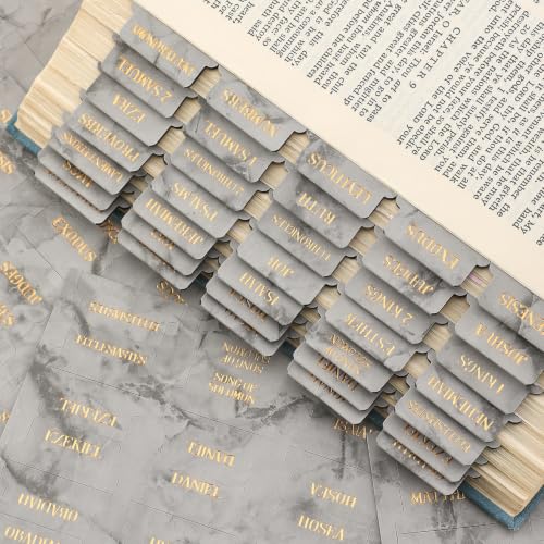 Leather Bible Tabs, Bible Tabs for Women and Men(Gold Foil Lettering) Large Print Stickers, Easy to Read and Apply, 66 Chapters & 14 Blank Labels for Easy Navigation, Bible Study Supplies(Grey Marble) - style: Leather Grey Marble
