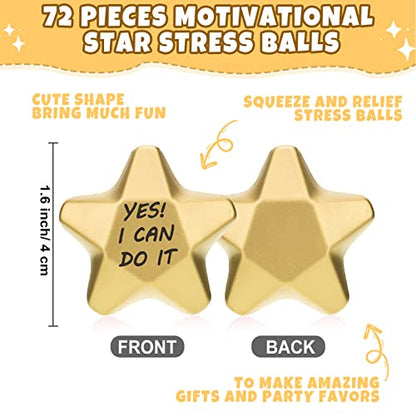 DEEKIN 72 Pcs Star Foam Relief Toys for Teens, Adults, Motivational Style - style: Motivational Style