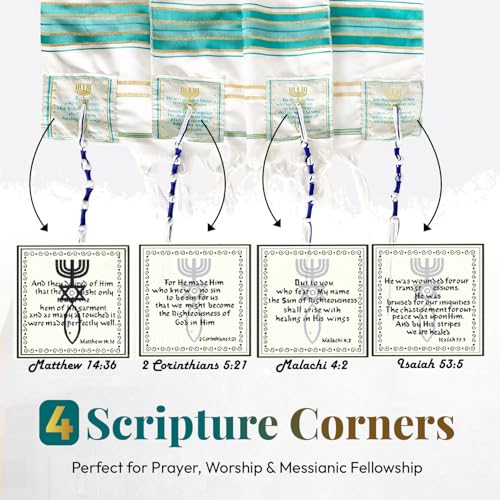 Holy Land Market Messianic Christian Shawl/Tallit - The Messiah Tallit (72 x 22 Inches) - color: Green