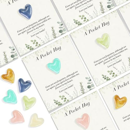 36pcs Funeral Favors Set, Pocket Hug Token Bulk With Mini Heart Worry Stones, Pocket Hug Card | Greeting Cards Relationship Encouragement Gifts for Friends, Colleagues, Family, Celebration of Life - color: Hearts