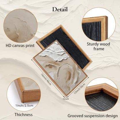 CHDITB 3D Textured Ocean Wave Framed Wall Art, Coastal Relief Painting - color: 3d Ocean