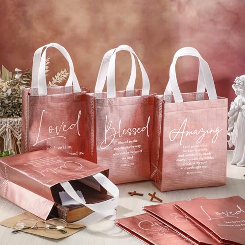 Aliceset 40 Pcs Christian Gift Bags with Bible Verse, Black, Pink - color: Pink