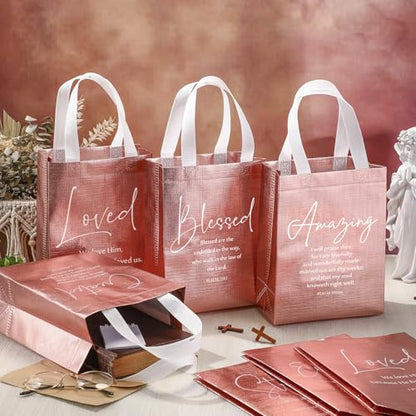 Aliceset 40 Pcs Christian Gift Bags with Bible Verse, Black, Pink - color: Pink