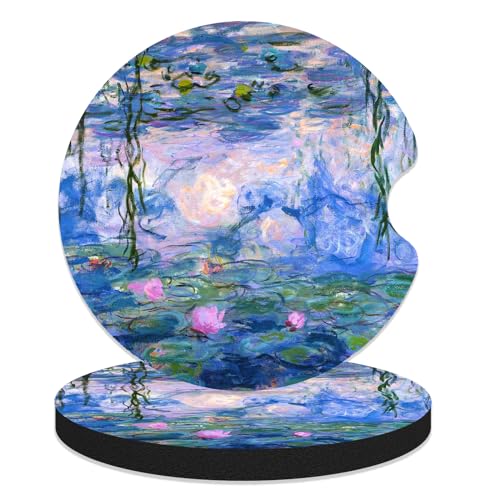 Car Coasters for Cup Holders - Water Lilies Artistry - color: Water Lilies Artistry