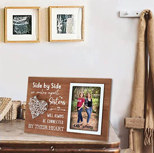 Wooden Long Distance Relationship Sister 3D Picture Frame 4x6 Inches - color: walnut sister