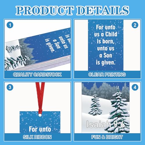 Dispowreath 60 Pcs Christmas Isaiah 9: 6 Religious Christian Bookmarks Church Bookmarks Gift for Teens Men Women Church Home Party Favors - style: Christmas Isaiah 9:6