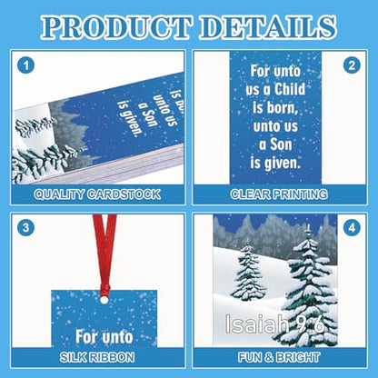Dispowreath 60 Pcs Christmas Isaiah 9: 6 Religious Christian Bookmarks Church Bookmarks Gift for Teens Men Women Church Home Party Favors - style: Christmas Isaiah 9:6