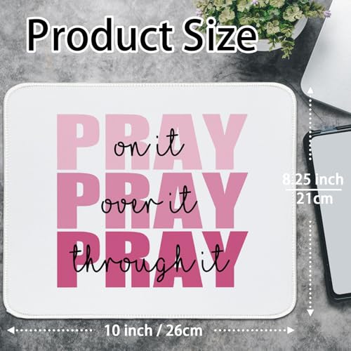 UTELKA Pink Mouse Pad Aesthetic Christian Small Mouse Pads 10.2x8.2 - color: Pink Pray on it, size: 10.2L x 8.2W inches