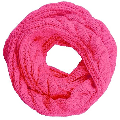 NEOSAN Womens Thick Ribbed Knit Winter Infinity Circle Loop Scarf - color: Hot Pink