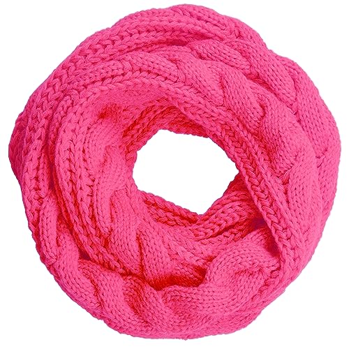 NEOSAN Womens Thick Ribbed Knit Winter Infinity Circle Loop Scarf - color: Hot Pink