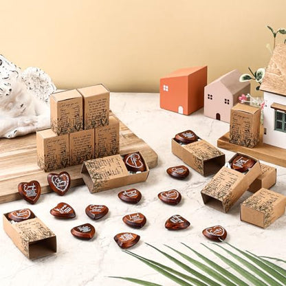 Yalikop 24 Sets Christian Gift Bulk Wooden Scripture Hearts, Dark Brown - color: Dark Brown