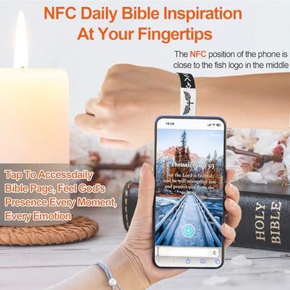 8PCS Daily Bible Verse Bracelets, Bible Verse Cross Bracelet with NFC, Inspirational Religious Christian Bracelet Gifts, Elastic String Faith Friendship Jewelry for Teens Men Women - color: 8PCS-Colorful-1