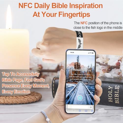 8PCS Daily Bible Verse Bracelets, Bible Verse Cross Bracelet with NFC, Inspirational Religious Christian Bracelet Gifts, Elastic String Faith Friendship Jewelry for Teens Men Women - color: 16PCS-Colorful-1