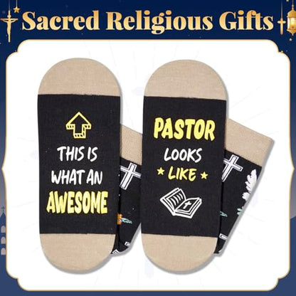 HAPPYPOP Christian Gifts - Religious Bible Socks, Faith Gifts Women Christian Easter Socks - color: Pastor Grey