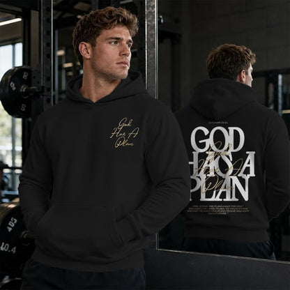 Christian Hoodies for Men God Has a Plan Graphic Tops - color: Black, size: X-Large