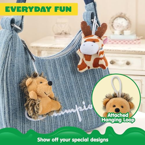 JOYIN 24 Pcs Mini Safari Animal Plush Toys (24 Units 2"-3"), Animals Keychain Decoration for Kids, Small Stuffed Animal Bulk for Kids, Carnival Prizes, School Gifts, Party Favor Goodie Bags - style: Safari Animals