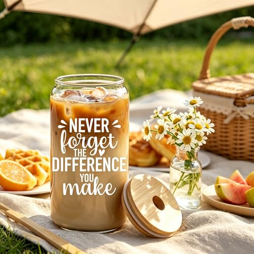 MUJUZE Cute Glass Cups with Lids and Straws,Glass Cup Gift Set for Women - color: Difference Cup Set