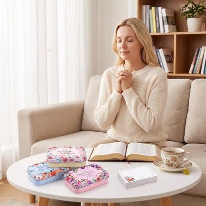 Rtteri 12 Pcs Prayer Boxes with Cards Christian Women Gifts, Bright Floral - style: Bright Floral