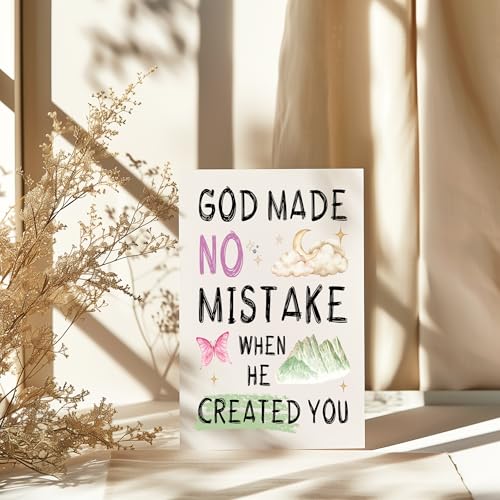 God Made No Mistake When He Created You Card Inspirational Christian Encouragement Cards Faith Affirmation Gift for Friend Bestie Prayer Partner Family Coworker Spouse - color: God Made No Mistake