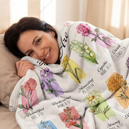 WRAPIX Christian Gifts for Women Faith - Soft Fleece Throw Blanket 50x60 in - color: White - Chosen Seed, size: 50x60 inches